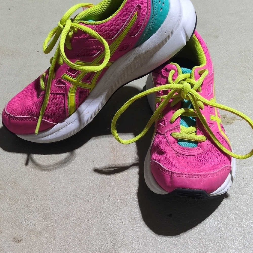 Asics Kids Pink and Yellow Running Shoes